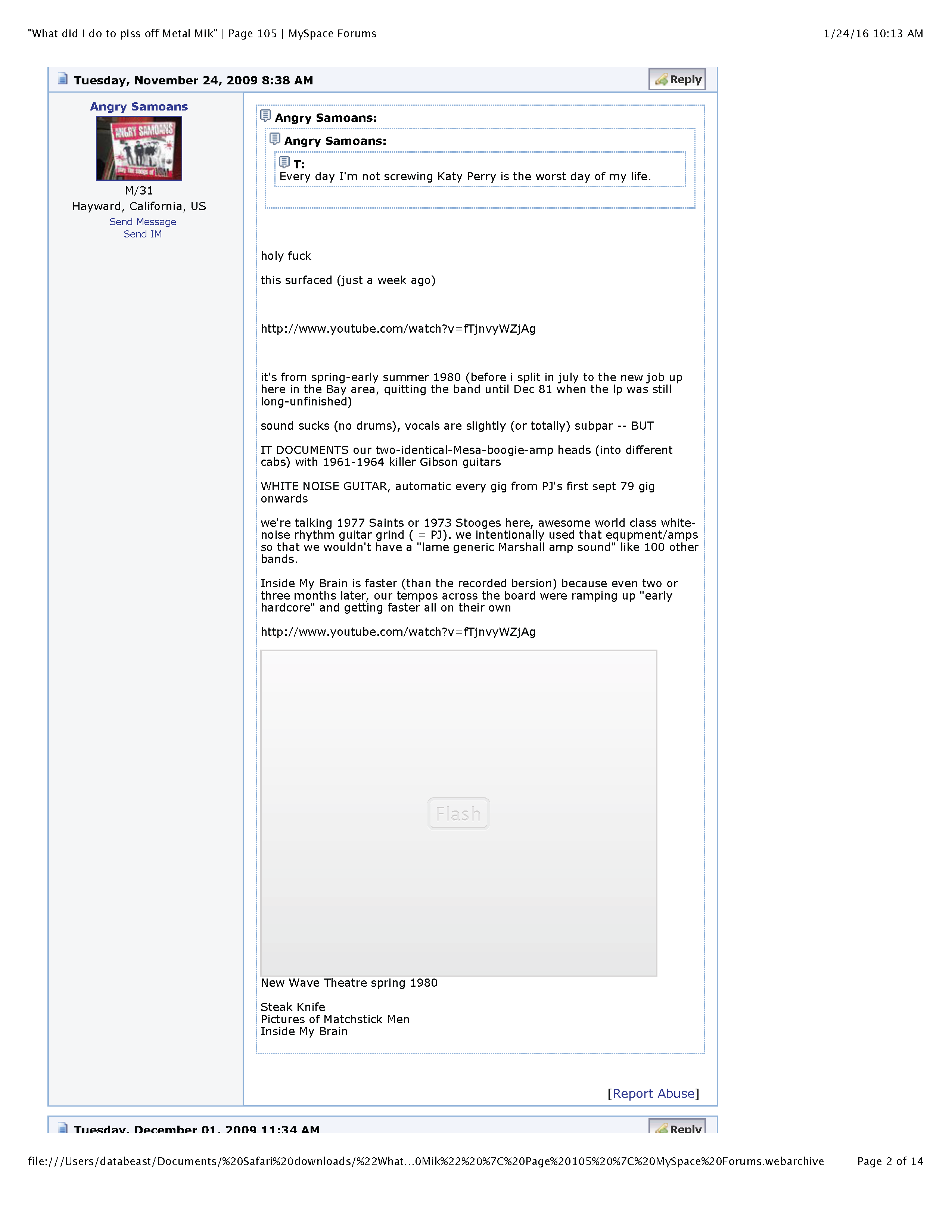 ./PROFESSIONAL HACKER-TYPE DUDE - 1 - 'What did I do to piss off Metal Mike' - Page 105 - MySpace Forums_Page_02.png